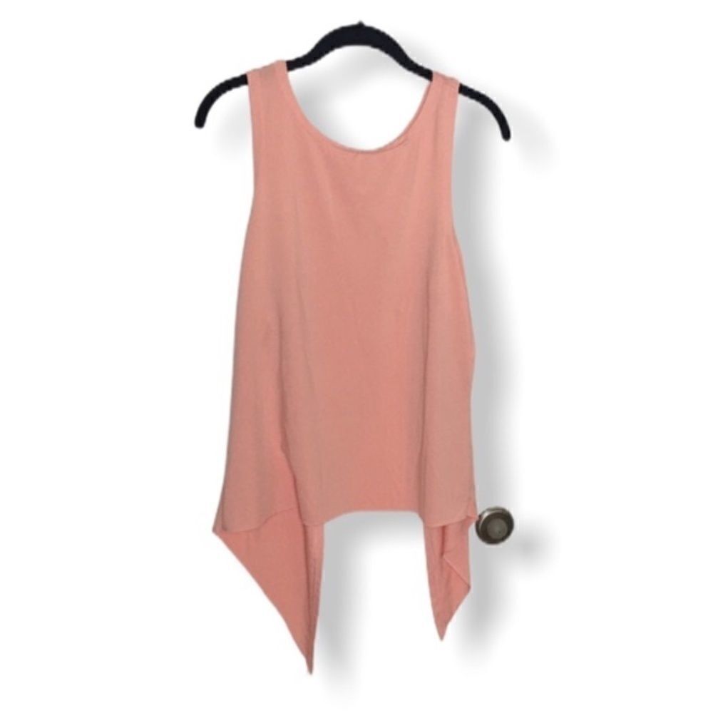 Peach Draped Open Back Tank Top Sz S Soft Flowy Asymmetrical Hem